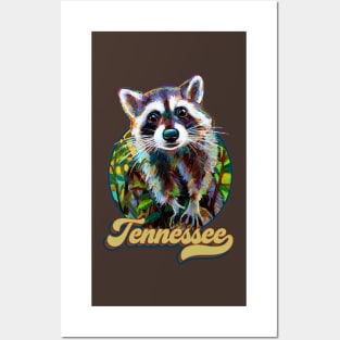 Retro Tennessee Raccoon by Robert Phelps Posters and Art